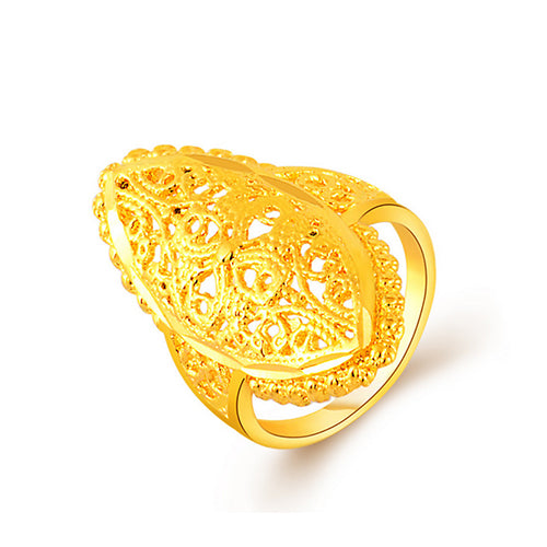 Gold Oval Pattern Ring - TSZjewelry