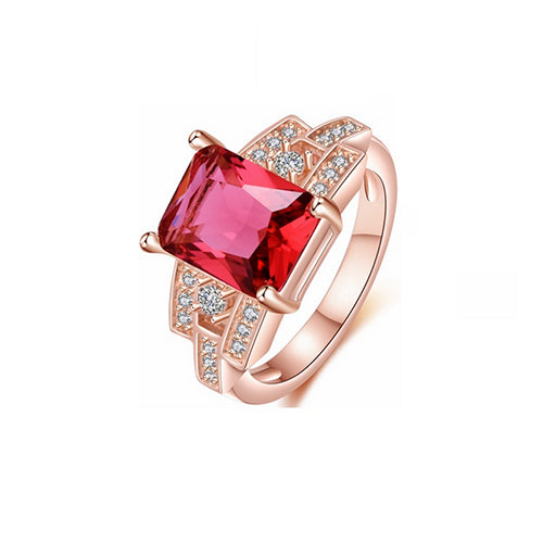 Square Ruby Rose Gold Ring - TSZjewelry