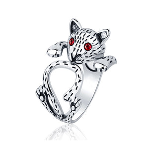 Red Eye Cat Thai Silver Ring - TSZjewelry