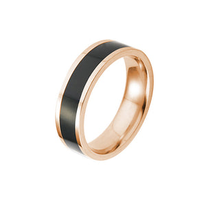 Black Glazes Rose Gold Plated Stainless Steel Ring - TSZjewelry