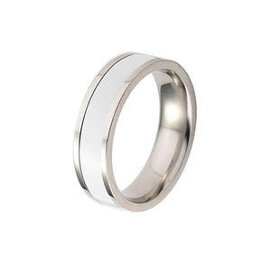 White Glazes Stainless Steel Ring - TSZjewelry