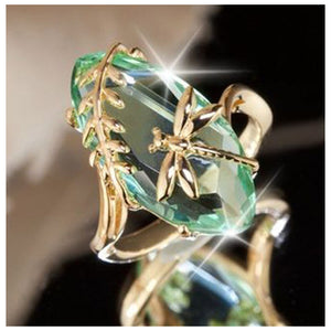 Oval Emerald Dragonfly Ring - TSZjewelry