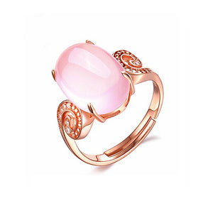 Oval Rose Quartz Ring - TSZjewelry