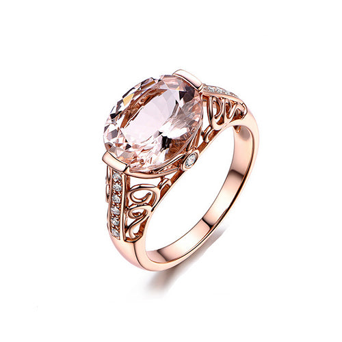 Oval Morganite Rose Gold Ring - TSZjewelry