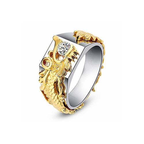 Gold Sculpted Dragon Ring - TSZjewelry