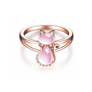 Rose Quartz Rabbit Ring - TSZjewelry