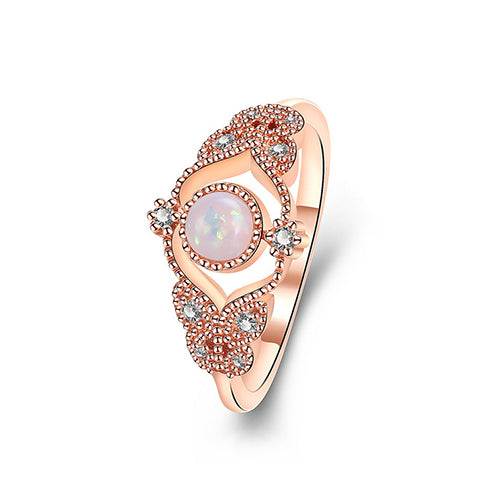 Rose Gold Round Opal Ring - TSZjewelry