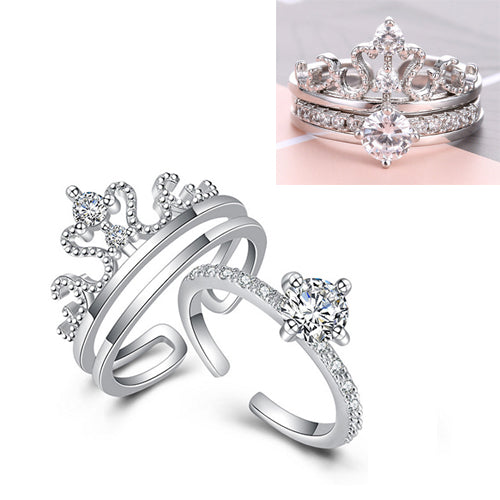 2 in 1 Silver Crown Ring - TSZjewelry