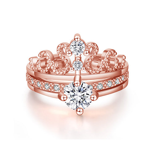 2 in 1 Rose Gold Crown Ring - TSZjewelry