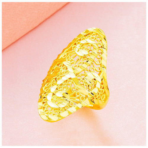 Gold Oval Swirl Dome Ring - TSZjewelry