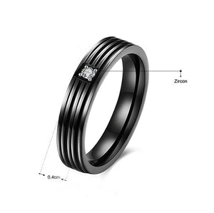 Crucible Black Plated Stainless Steel Grooved Ring - TSZjewelry