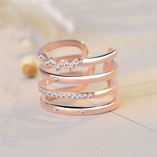 Rose Gold Multi Row Design Band Ring - TSZjewelry