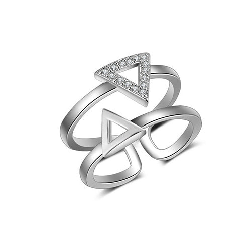 Double Triangle Double Row Ring - TSZjewelry