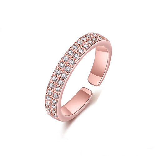 Gemstone Double Row Rose Gold Ring - TSZjewelry