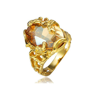 Oval Citrine Gemstone Gold Ring - TSZjewelry
