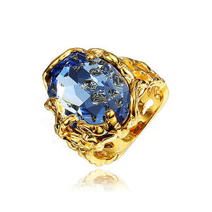 Oval Blue Topaz Gold Ring - TSZjewelry