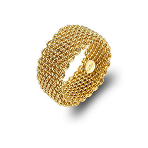 Gold Woven Mesh Band Ring - TSZjewelry