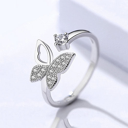 Cubic Zirconia Butterfly Open Ring - TSZjewelry