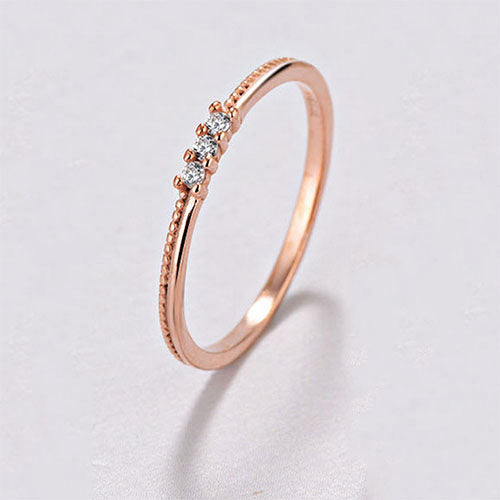 Three Gemstone Bezel Set Rose Gold Ring - TSZjewelry