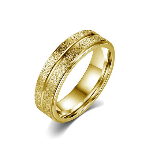 Grooved Frosting Surface Gold Ring - TSZjewelry