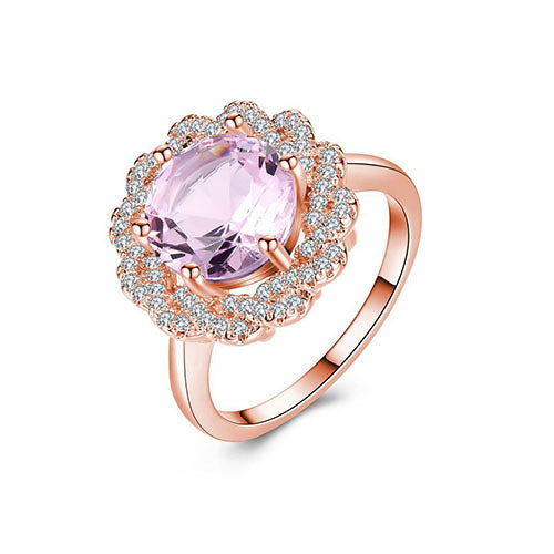 Amethyst Cocktail Rose Gold Ring - TSZjewelry