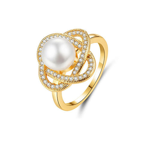 Pearl Flower Gold Ring - TSZjewelry