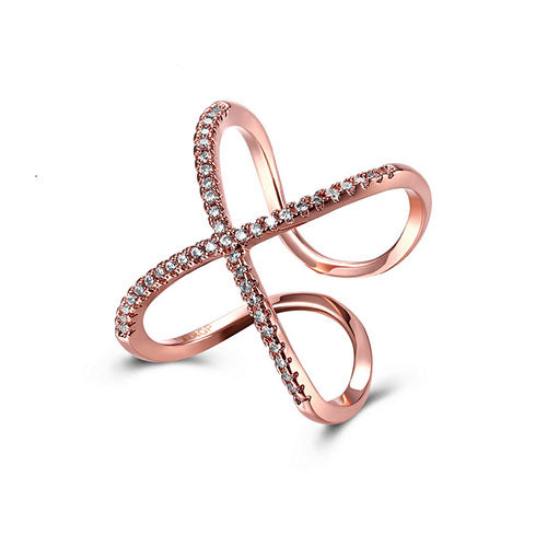 Criss-cross 'X' Rose Gold Ring - TSZjewelry