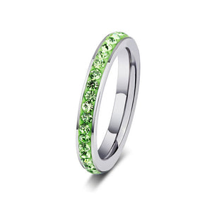 Stainless Steel Green Crystal Ring - TSZjewelry