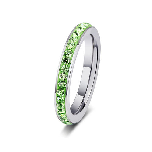 Stainless Steel Green Crystal Ring - TSZjewelry