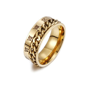 Gold Chain Roman Numeral Ring - TSZjewelry