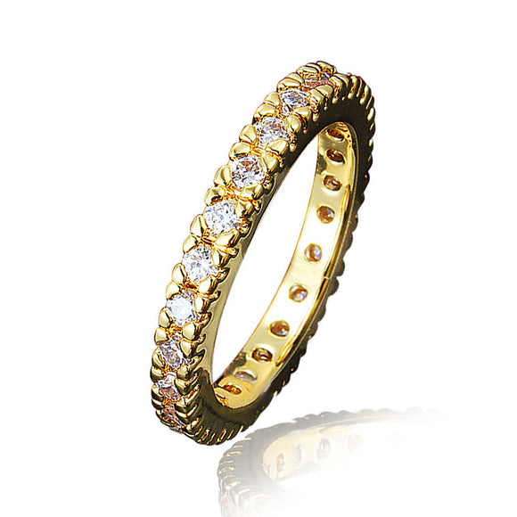 Gold Diamond Eternity Wedding Anniversary Band Ring