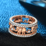 Carving Lucky Elephant Rose Gold Hollow-out  Animal Ring