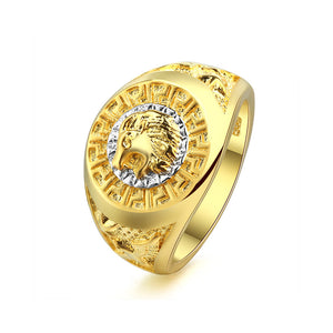 Solid Round 3D Gold Lion Head Fashion Ring For Men