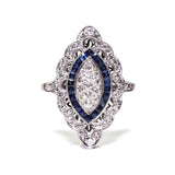 Vintage Oval Shape Silver Sapphire Engagement Ring