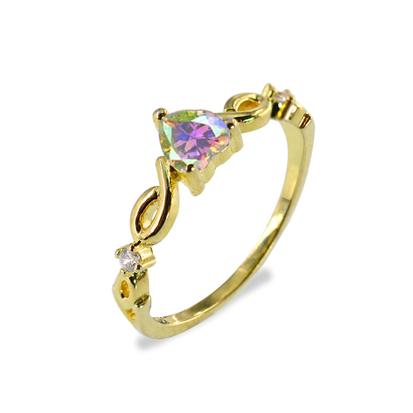 Heart-Shaped AB Gemstone 10k Gold-Plated Ring