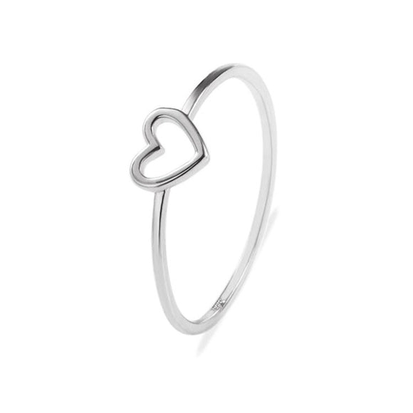 Silver Hollow-out Heart Shape Simplicity Ring For Girls 