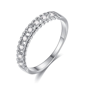 Silver Double Rope Cubic Zirconia Inlay Fashion Ring