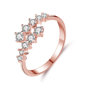 Rose Gold Two-Row Cubic Zirconia Stone Stack Fashion Rings