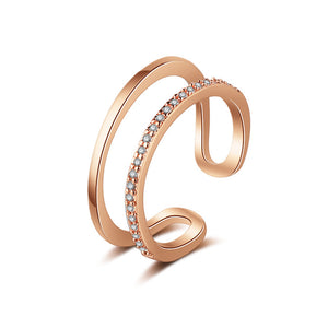 Double Row Different Design Rose Gold Fashion Ring