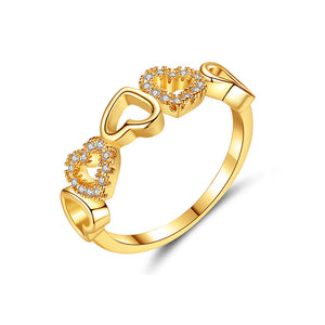 Different Style Gold Heart Stacked Fashion Ring