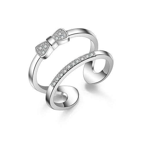 Double Row Bow Tie Fashion Ring - TSZjewelry